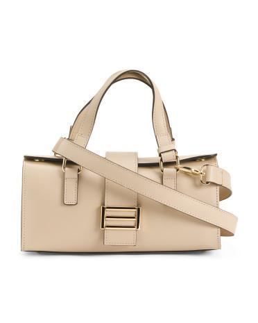 Leather East West Flap Over Satchel for Women Product Image