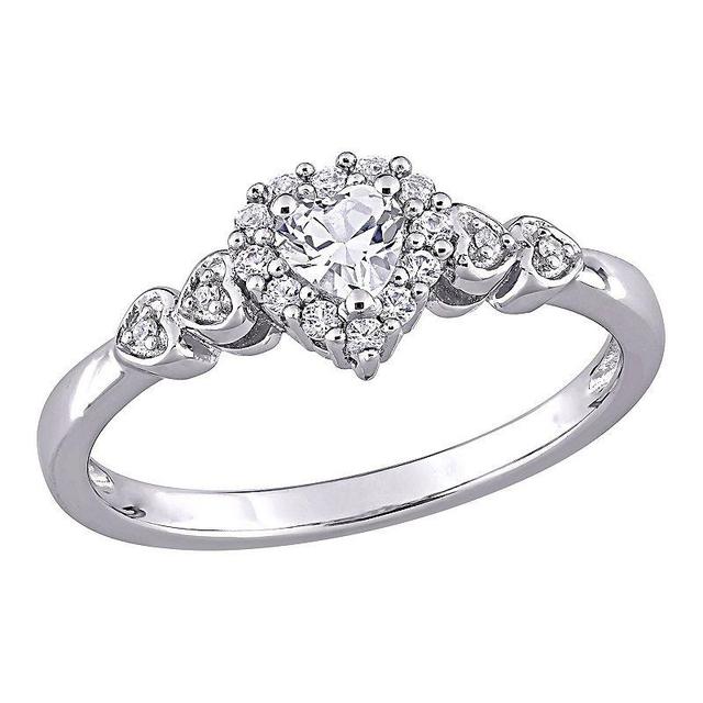 Stella Grace Sterling Silver Diamond Accent & Lab-Created White Sapphire Heart Ring, Womens Product Image