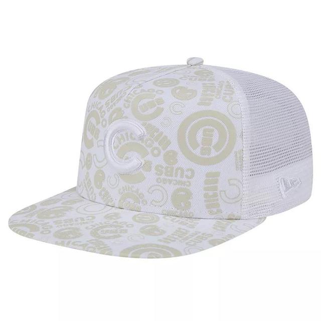 New Era Mens White Chicago Cubs Logo Dunes A-Frame Trucker 9FIFTY Snapback Hat Product Image