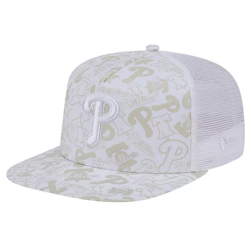 Mens New Era Philadelphia Phillies Logo Dunes A-Frame Trucker 9FIFTY Snapback Hat Product Image