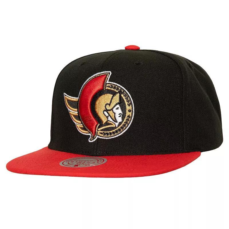 Mens Mitchell & Ness Black Ottawa Senators Core Team Ground 2.0 Snapback Hat Product Image