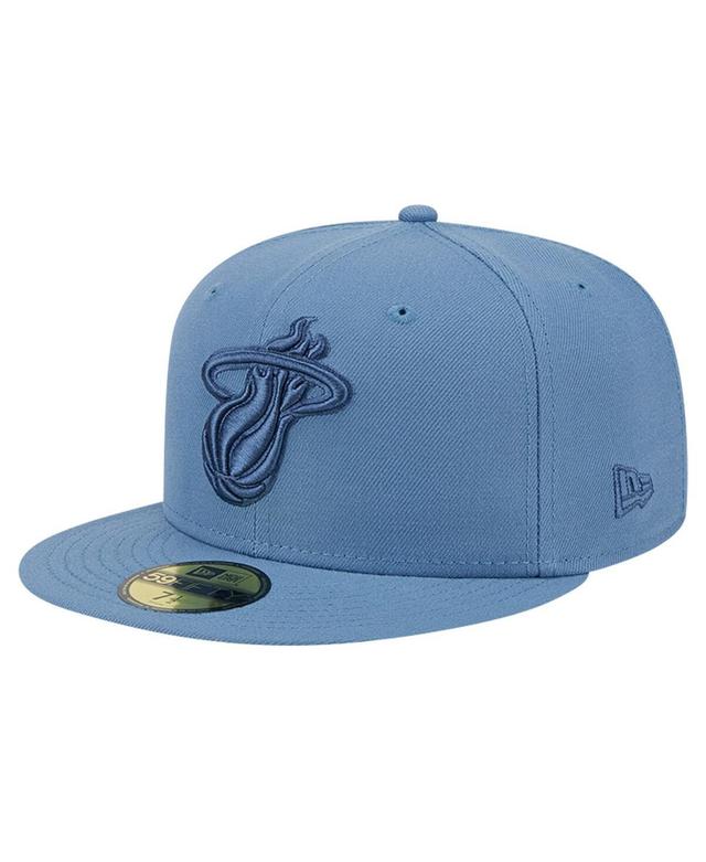 New Era Mens Blue Miami Heat Color Pack Faded Tonal 59fifty Fitted Hat Product Image