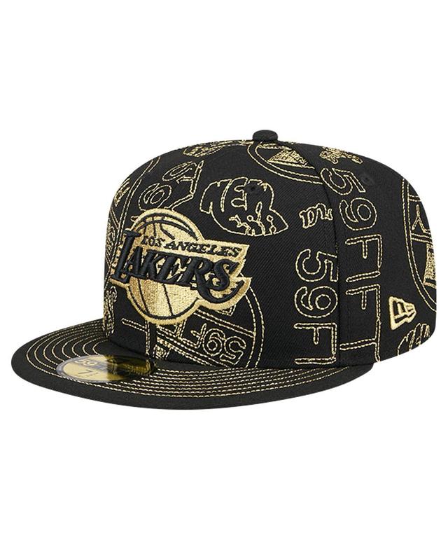 New Era Mens Los Angeles Lakers 59FIFTY Day Allover Print Stencil Fitted Hat Product Image