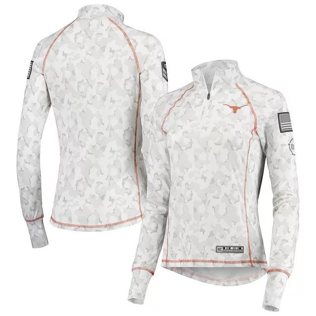 Womens Colosseum Texas Longhorns OHT Military Appreciation Officer Arctic Camo 1/4-Zip Jacket Product Image