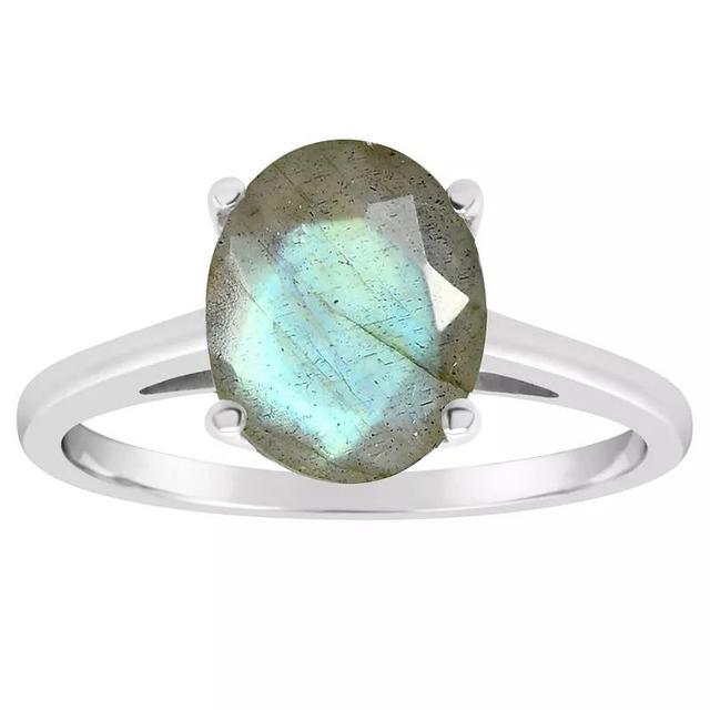 Alyson Layne Sterling Silver Oval Labradorite Ring, Womens Product Image