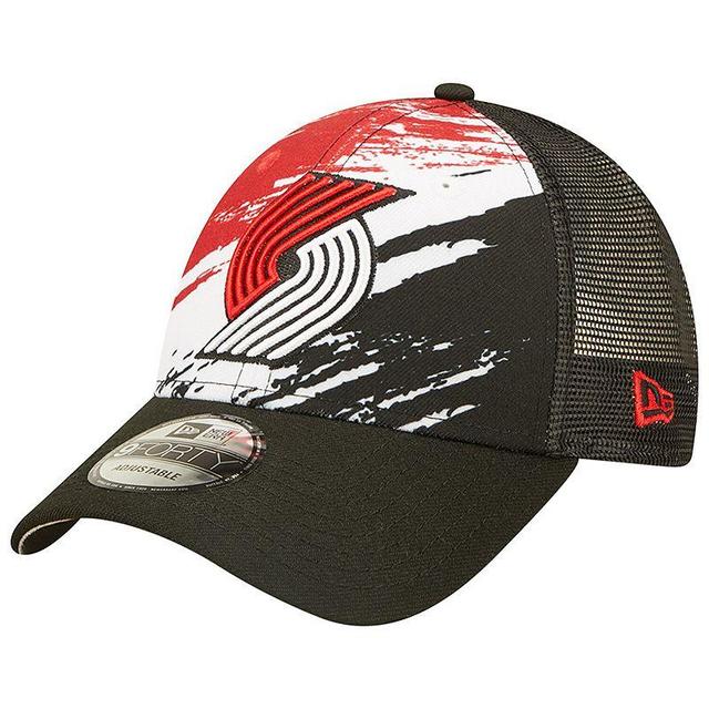 Mens New Era Portland Trail Blazers Marble 9FORTY Trucker Snapback Hat Product Image