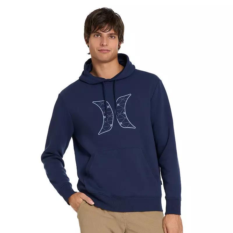 Mens Hurley Icon Graphic Pullover Hoodie Black Aqua Product Image