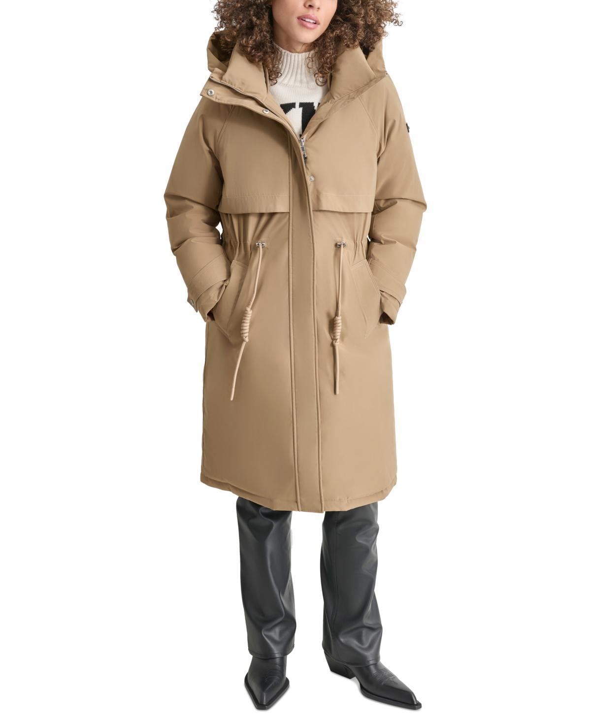 Dkny Womens Hooded Long-Sleeve Anorak Puffer Coat Product Image