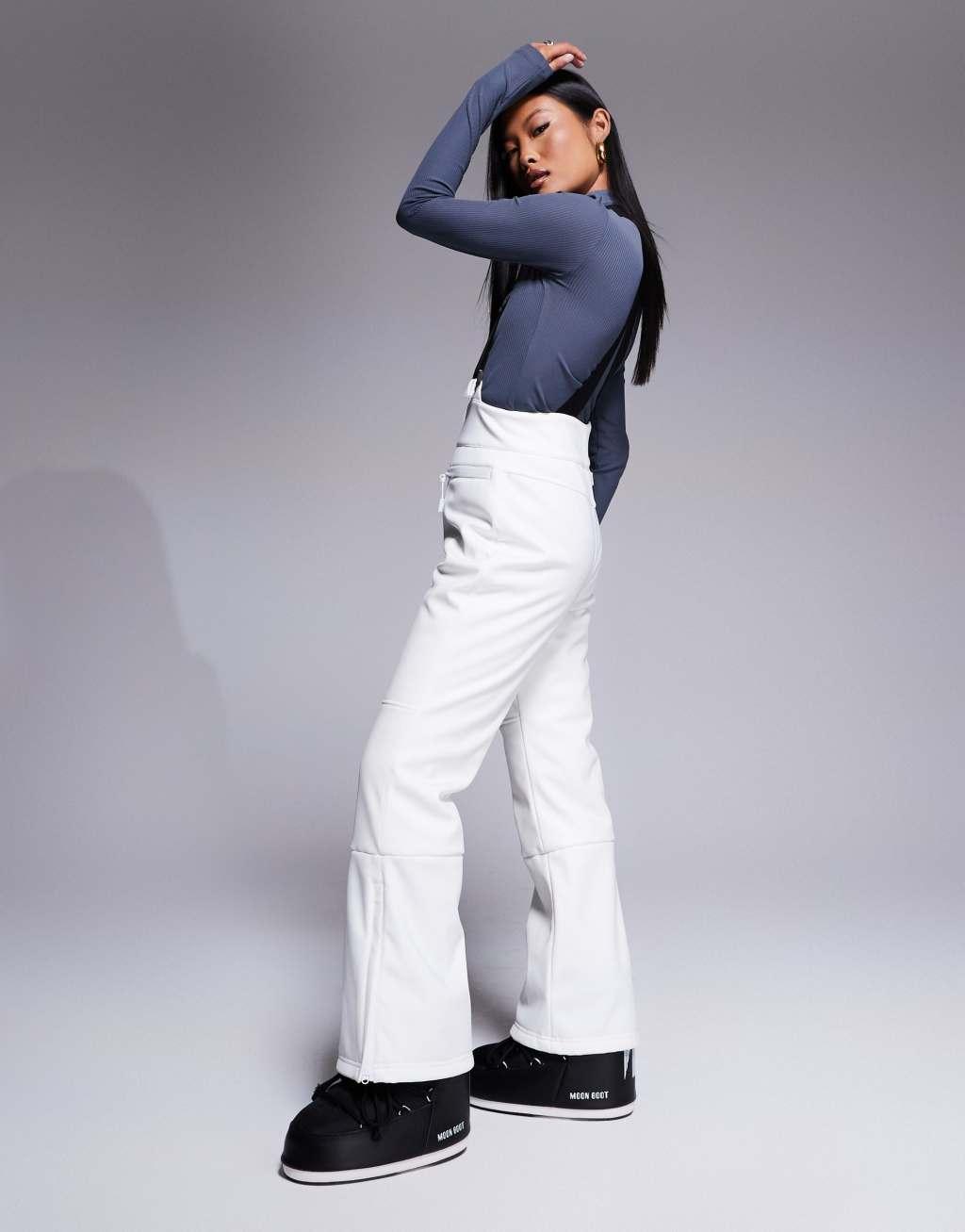 ASOS 4505 Petite Ski soft shell water repellent kick flare ski pants in white Product Image