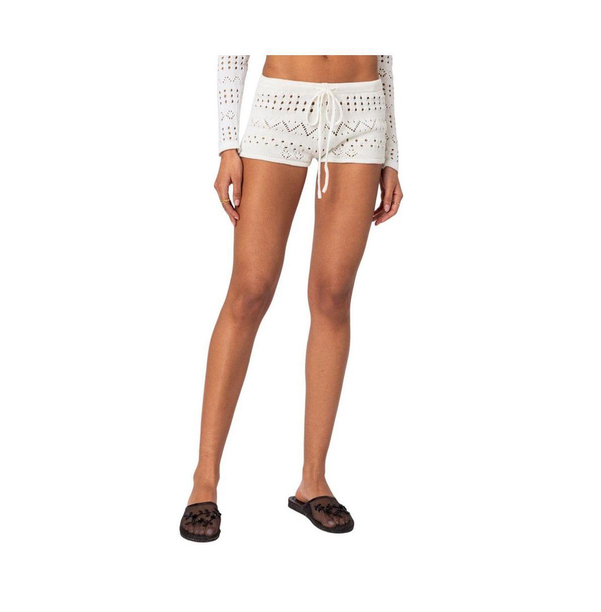 Edikted Womens Betsy Tie Front Knitted Shorts Product Image