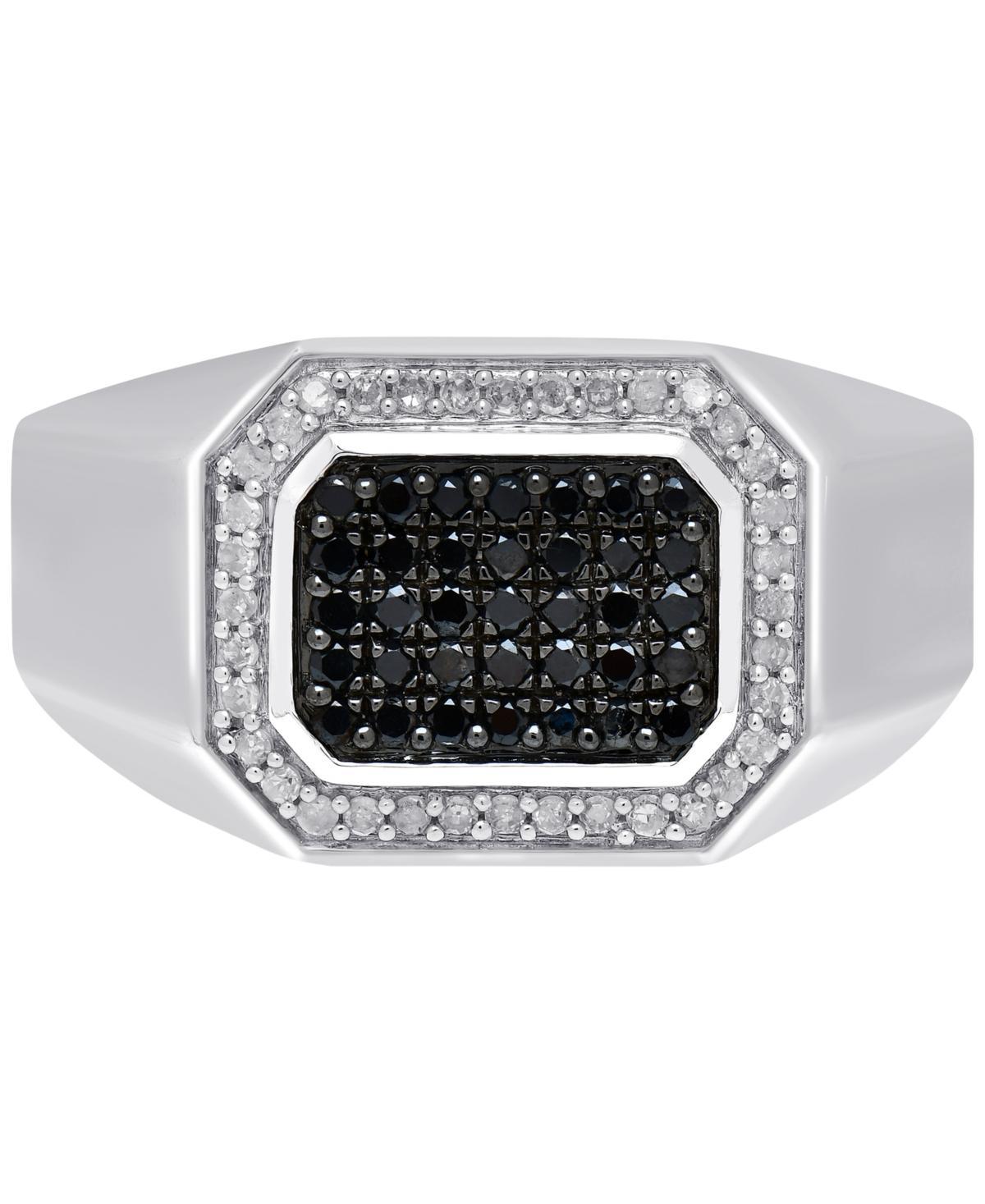 Mens Black Diamond (1/3 ct. t.w.) & White Diamond (1/6 ct. t.w.) Ring Sterling Silver Product Image