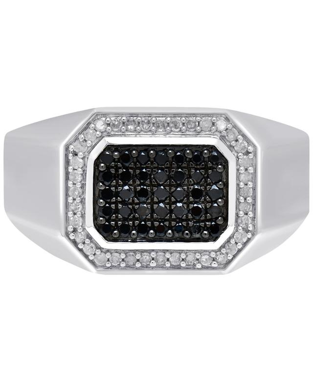 Mens Black Diamond (1/3 ct. t.w.) & White Diamond (1/6 ct. t.w.) Ring in Sterling Silver Product Image