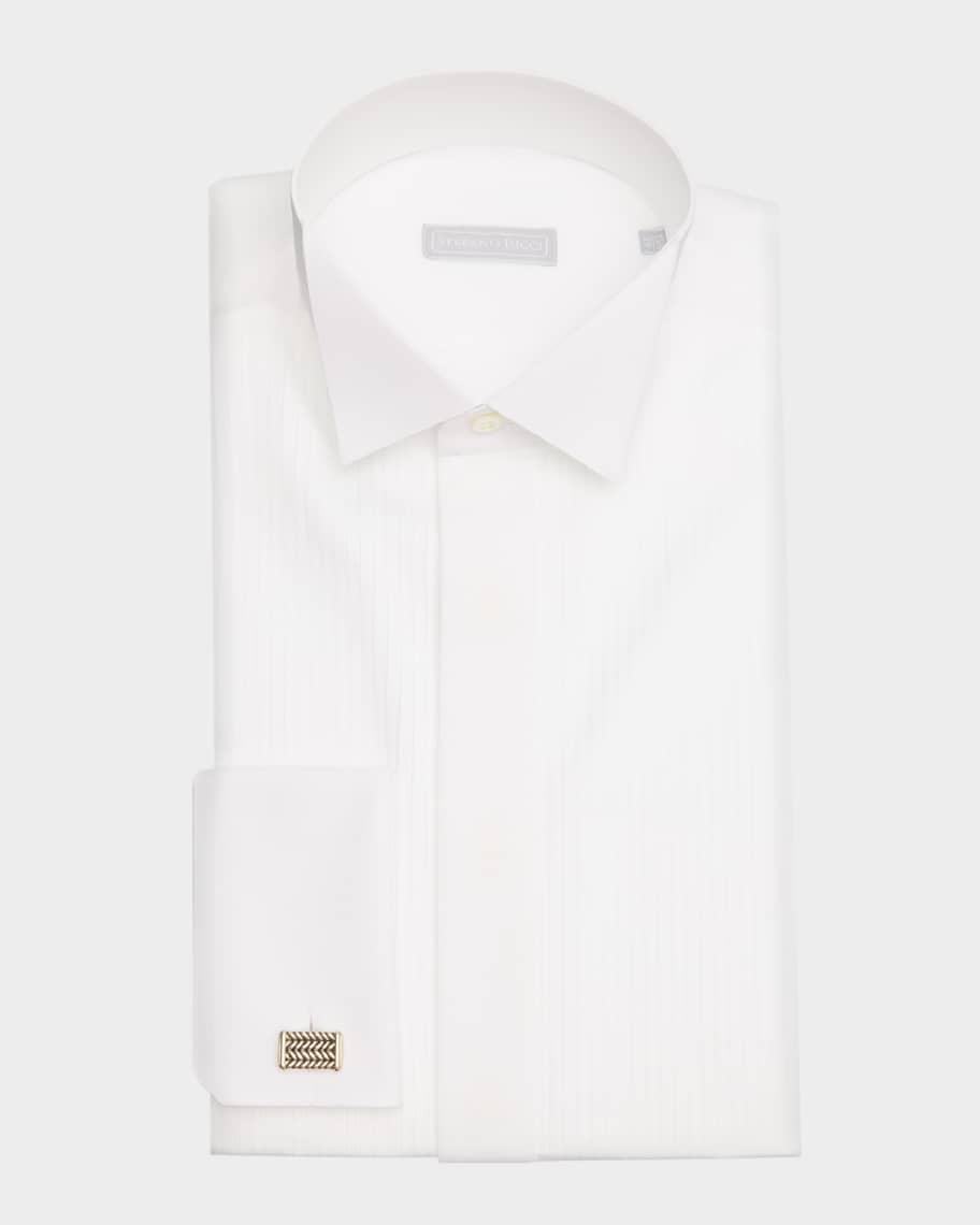 Mens French-Cuff Pleated Bib Dress Shirt Product Image