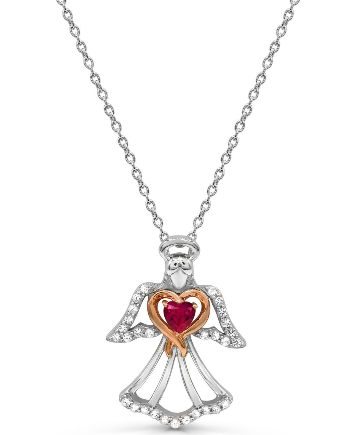 Womens 14K Rose Gold Plated Angel Heart Pendant Necklace in Sterling Silver Product Image