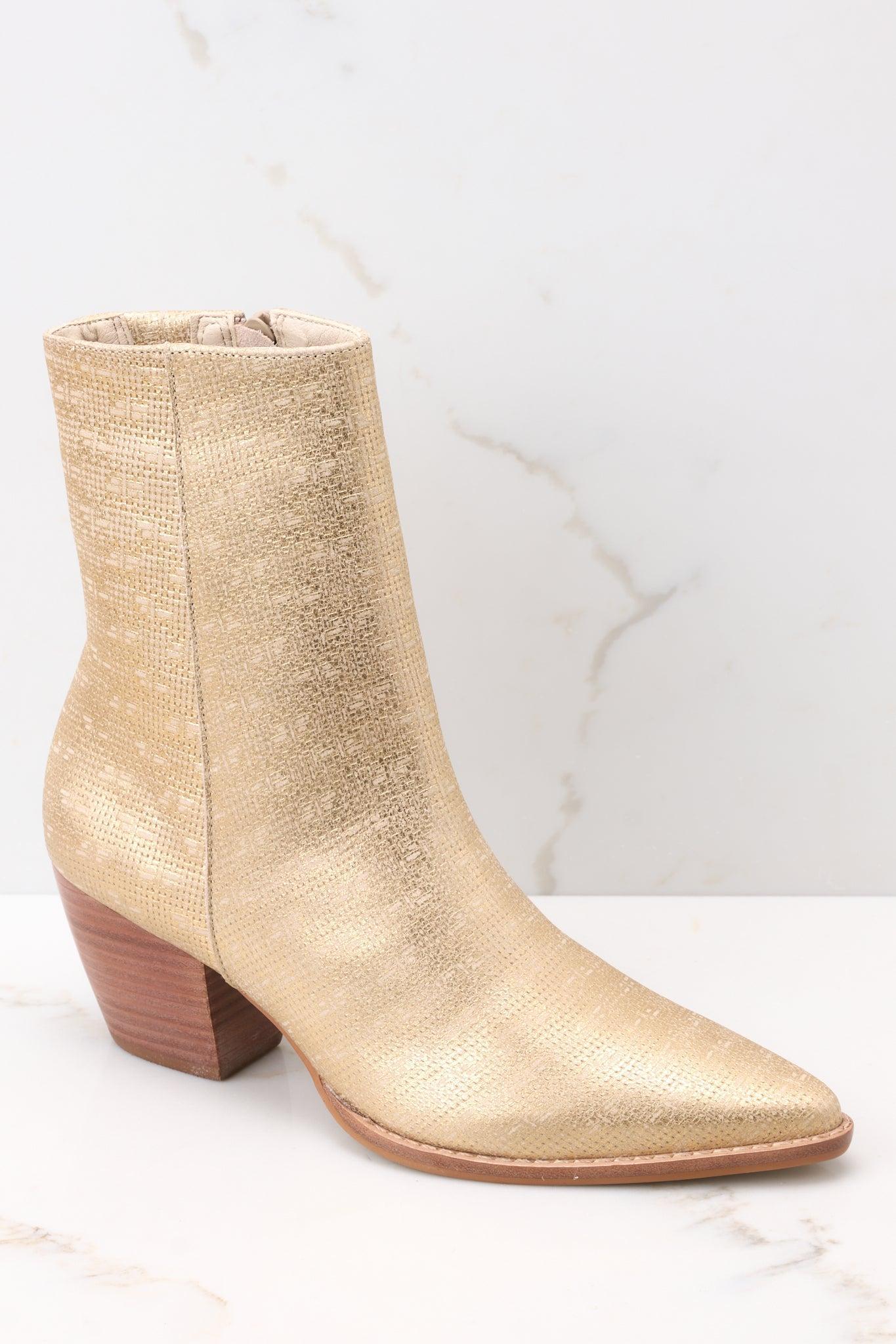 Caty Gold Weave Ankle Boots Product Image