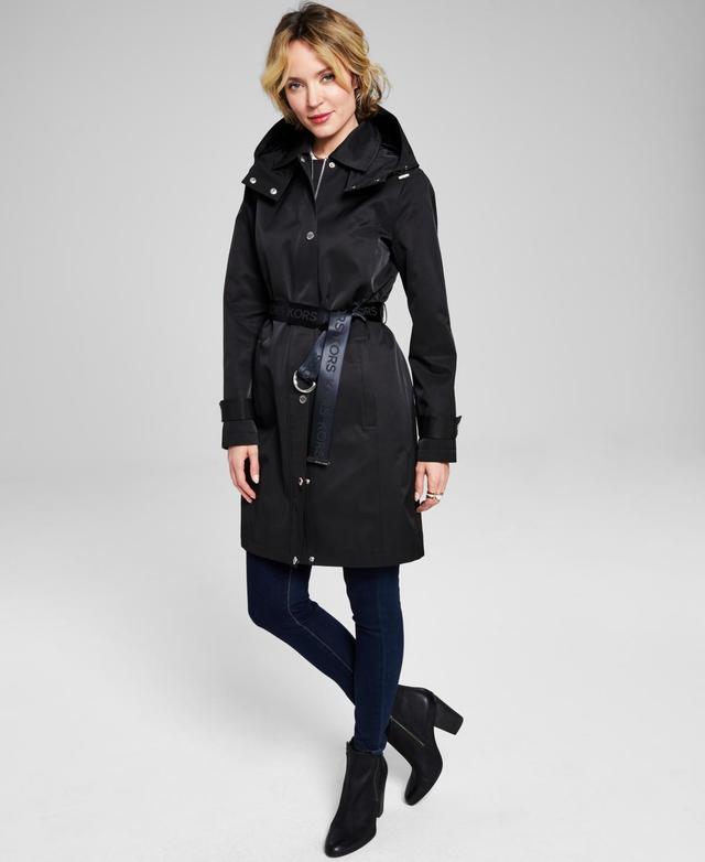 Michael Michael Kors Womens Petite Hooded Belted Trench Coat, Created for Macys Product Image