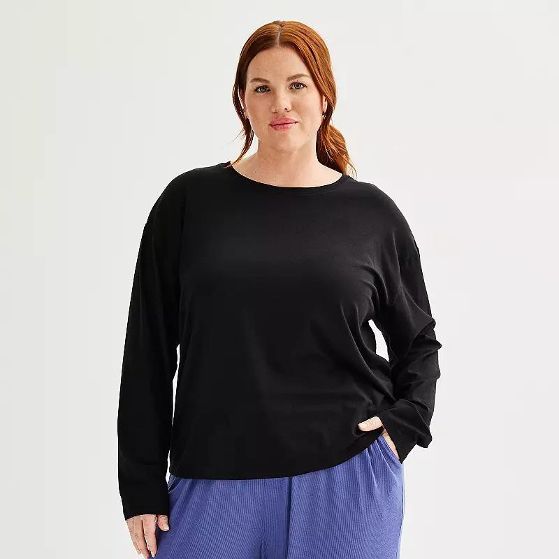 Plus Size Sonoma Goods For Life Long Sleeve Sleep Top, Womens Product Image