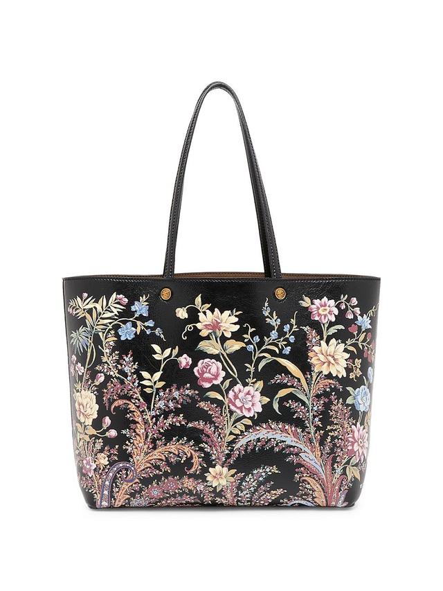 Womens Floral Faux-Leather Tote Bag Product Image