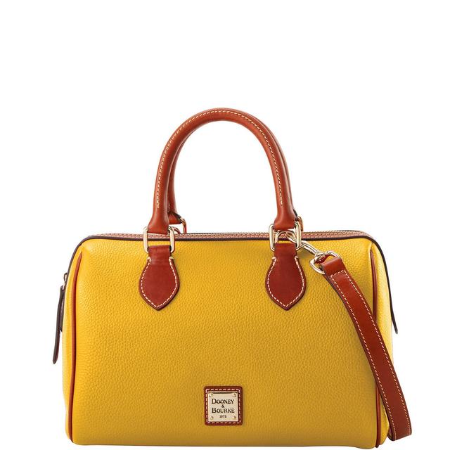 Dooney & Bourke Womens Pebble Grain Barrel Leather Satchel Bag in Mustard Product Image