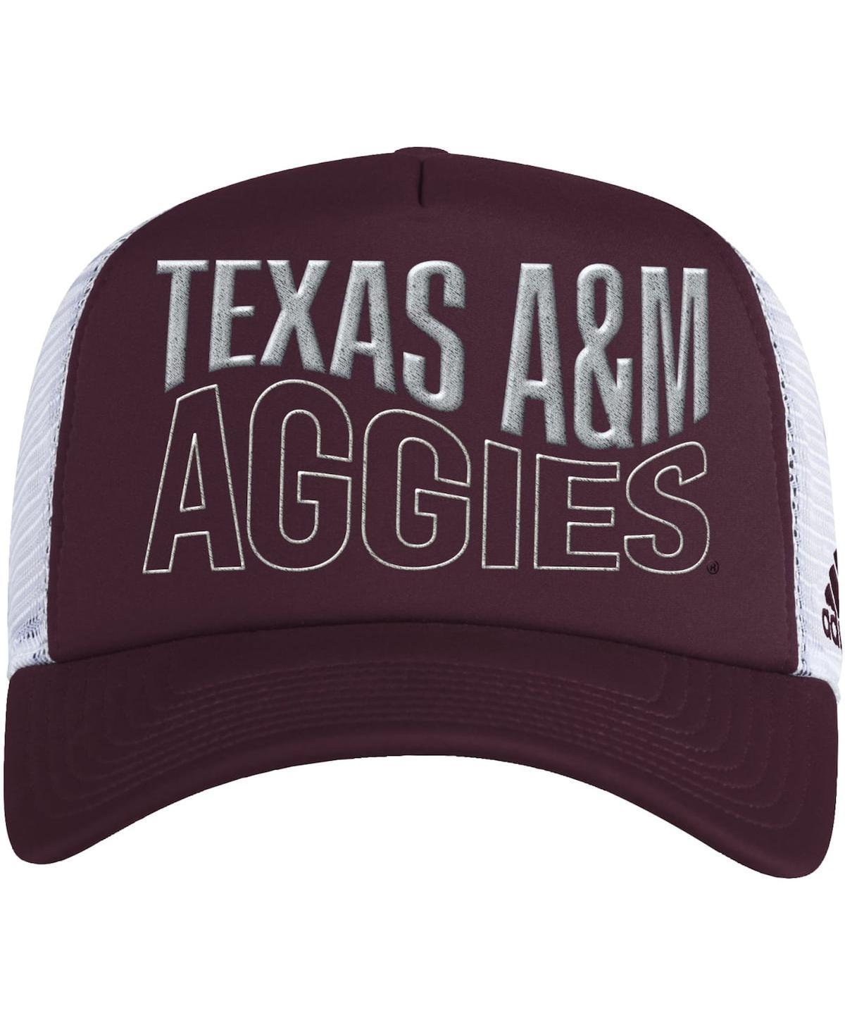 Mens adidas Maroon/White Texas A&M Aggies Wave Foam Trucker Snapback Hat Product Image