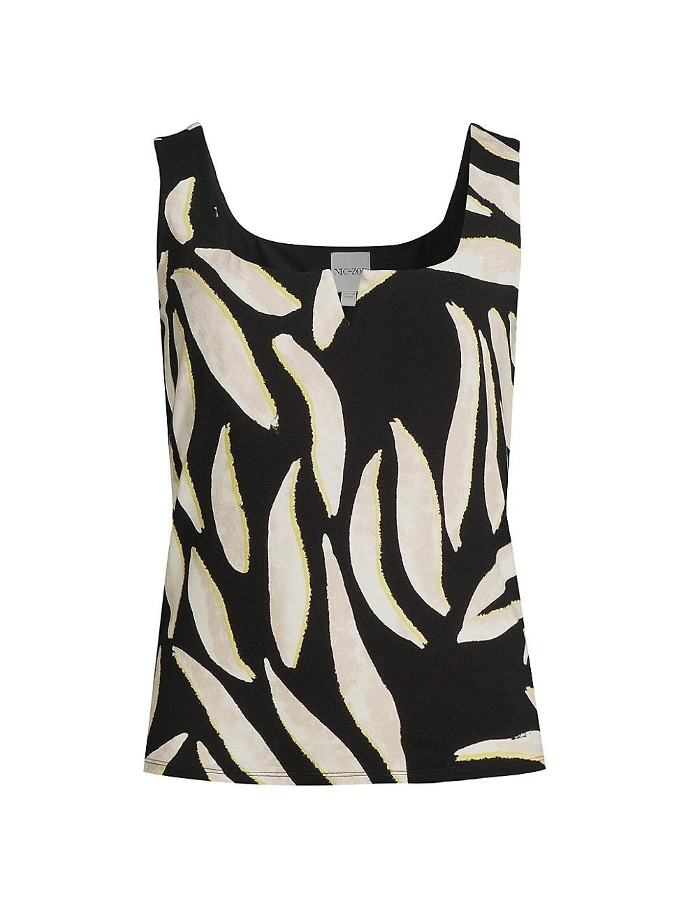 Womens Breezy Leaves Split Neck Tank Top Product Image