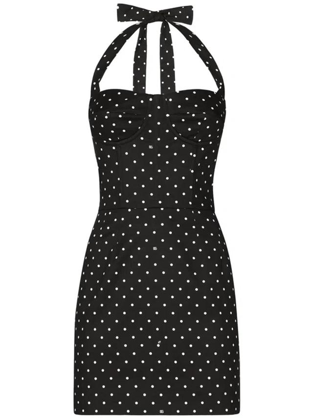 DOLCE & GABBANA Polka-dot Corset Minidress In Black Product Image