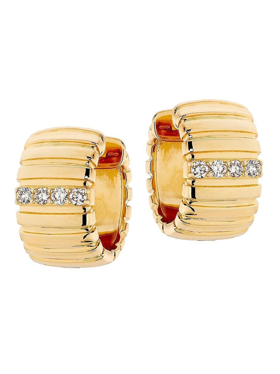 Womens 14K Yellow Gold & 0.24 TCW Diamond Huggie Hoop Earrings Product Image