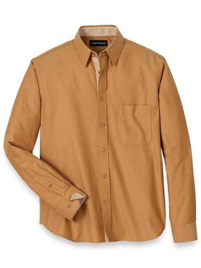 Cotton Solid Casual Shirt - Light Rust Product Image