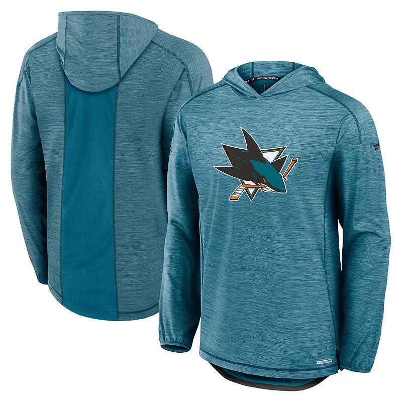 Mens Fanatics Teal San Jose Sharks Authentic Pro Rink Lightweight Pullover Hoodie Product Image