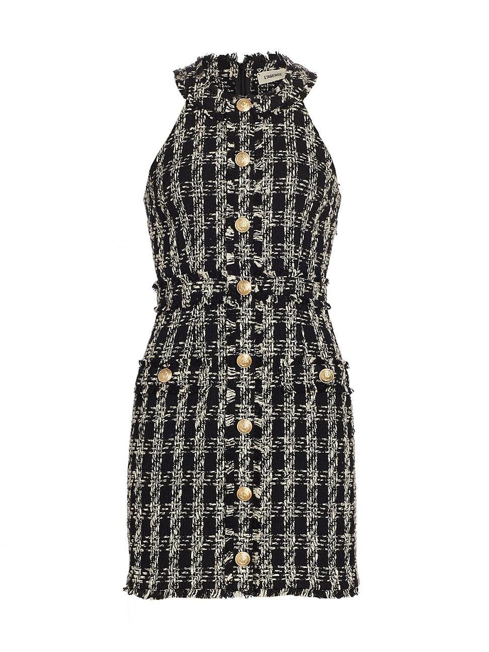 Womens Jade Cotton Tweed Button-Front Minidress Product Image