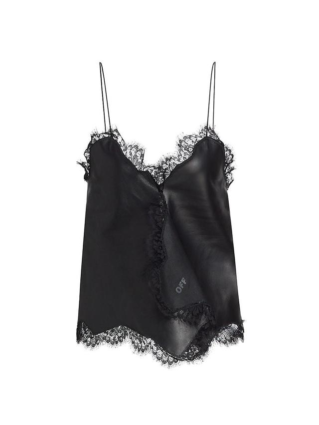 Womens Lace-Trimmed Leather Camisole Product Image