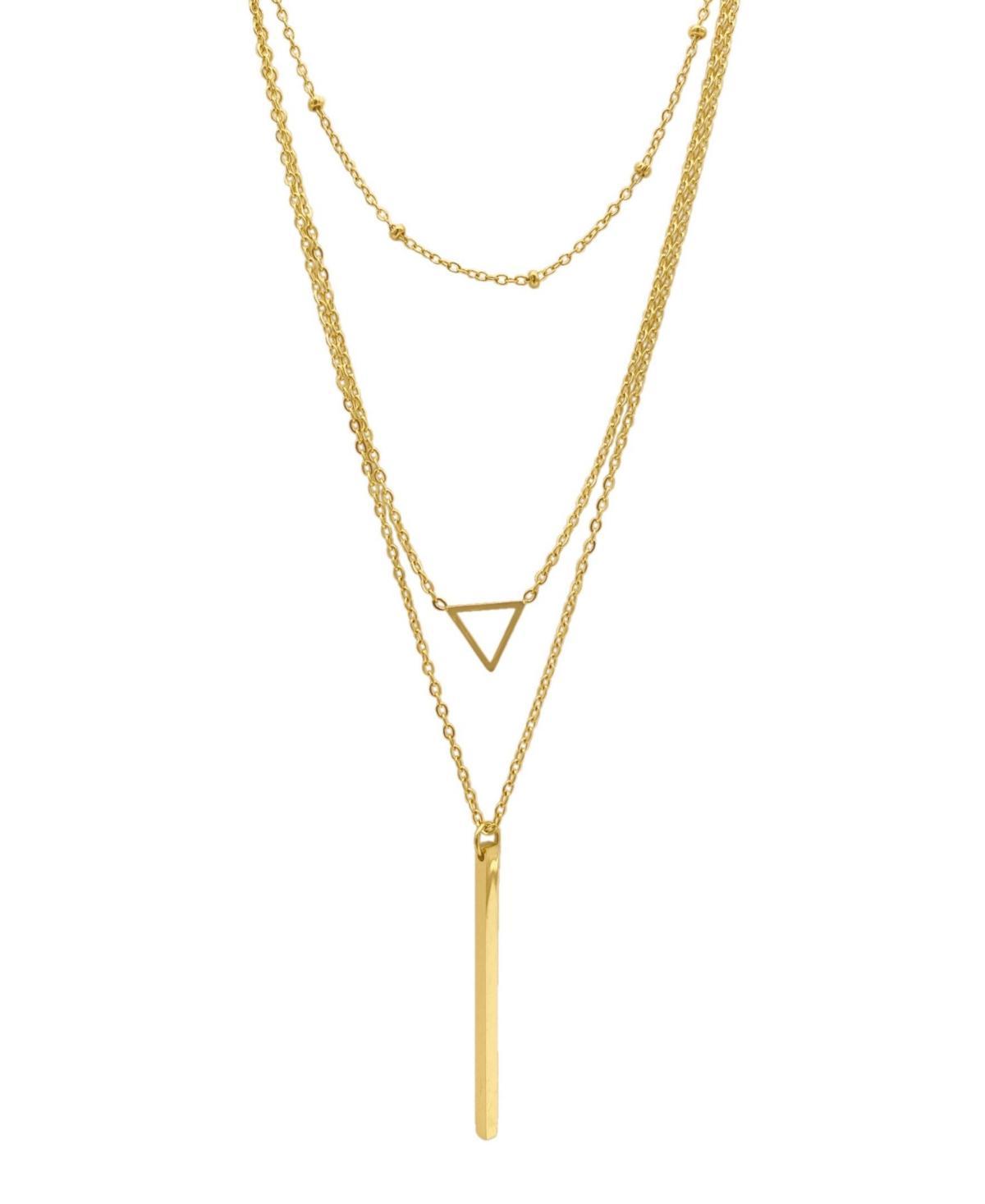 Adornia 14k Gold Plated Triple-Layer Pendant Necklace, Womens Yellow Gold Tone Product Image