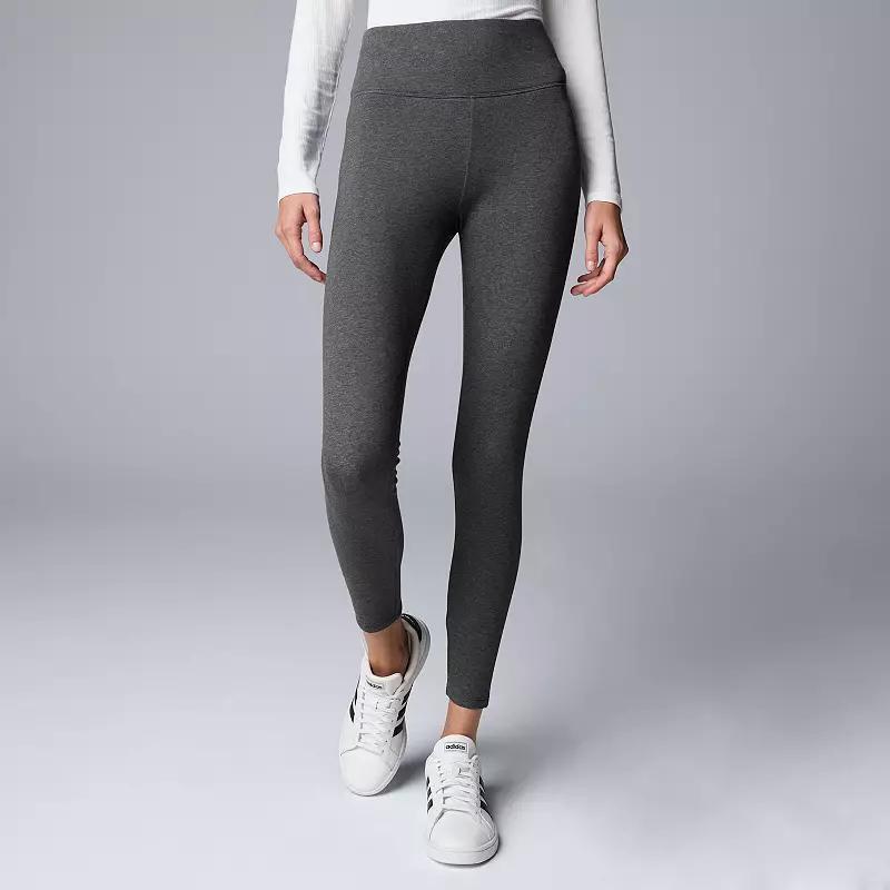 Simply Vera Vera Wang High Rise Womens Live In Fleece Lined Leggings Dark Coal Grey product image