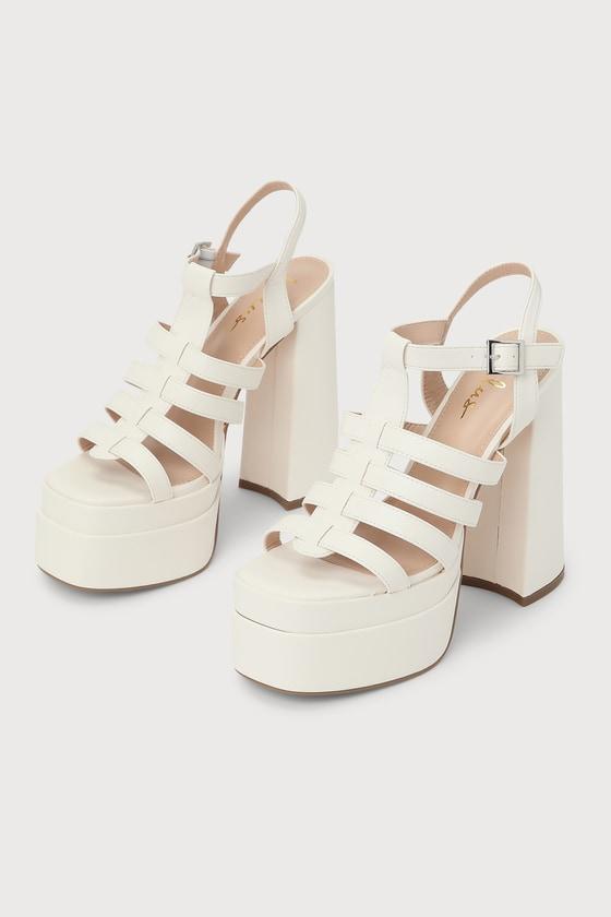 Medeli White Caged Platform High Heel Sandals product image