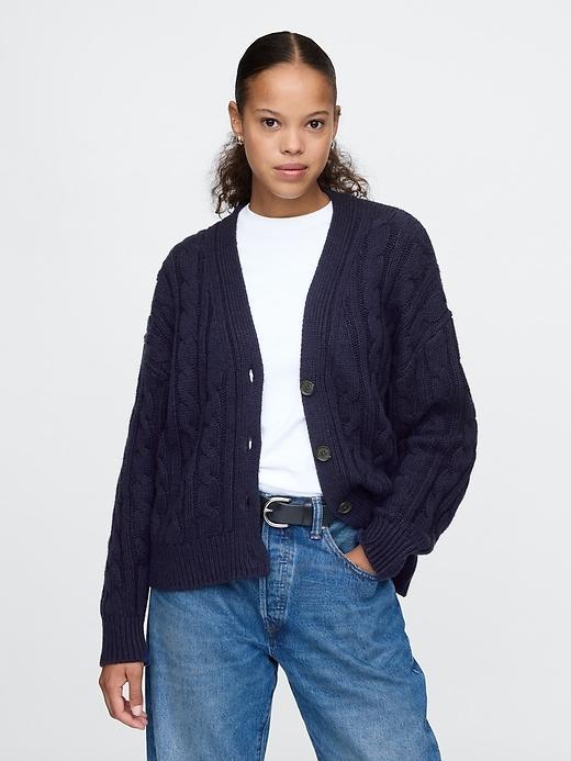 Oversized Cable-Knit Cardigan Product Image