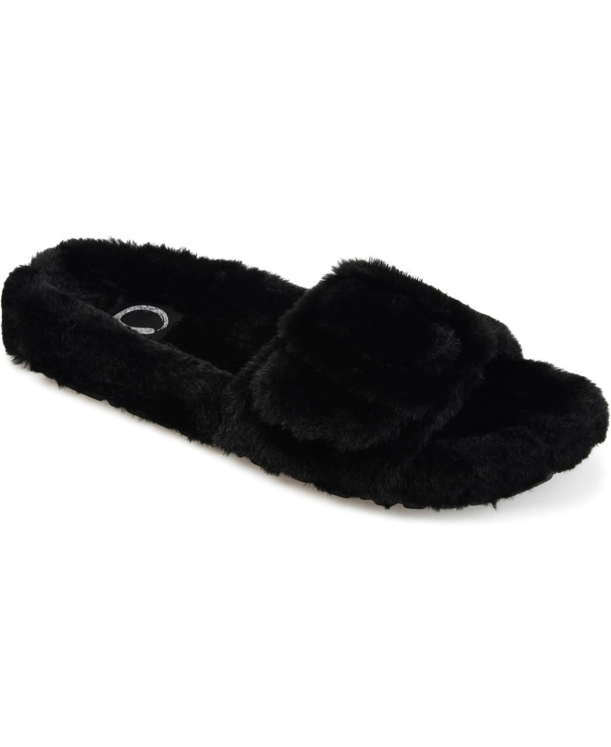 Journee Collection Womens Shadow Faux Fur Slide Slipper Product Image