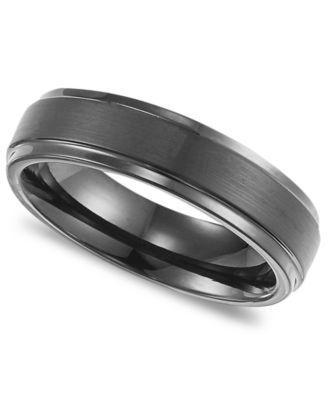 Triton Mens Black Tungsten Carbide Ring, Comfort Fit Wedding Band (6mm) Product Image