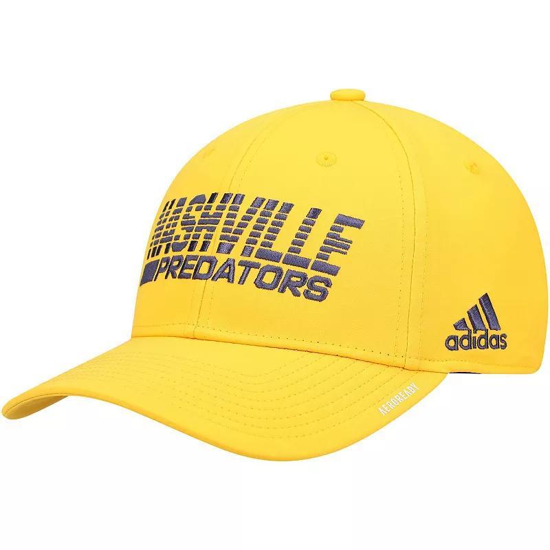 Mens adidas Gold Nashville Predators 2021 Locker Room AEROREADY Flex Hat Product Image