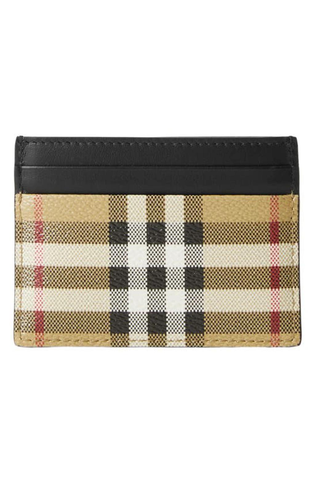 Textured Check Card Case With Contrast Trim In Grey Product Image