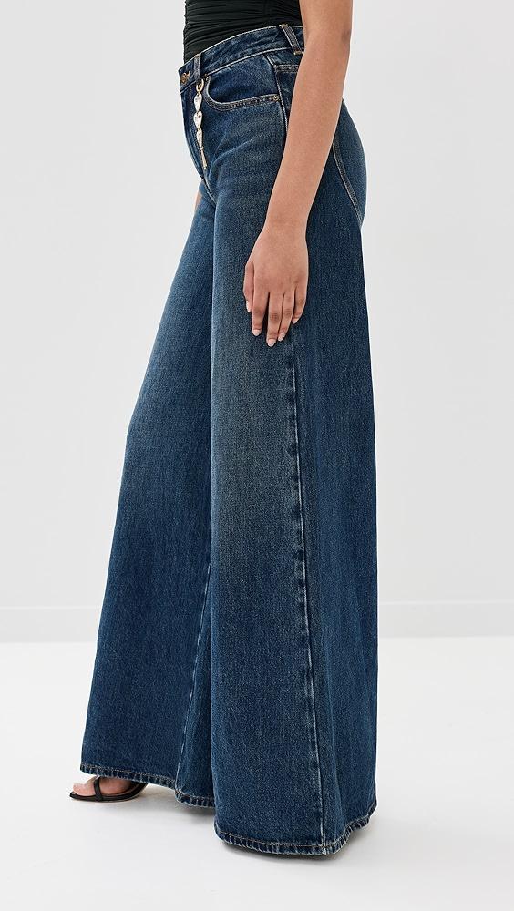 Area Crystal Heart Charm Wide Leg Jeans | Shopbop Product Image