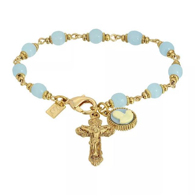 Symbols of Faith Aqua Cameo Bracelet, Womens, Blue Product Image