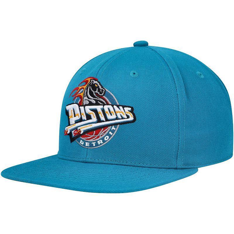 Mens Mitchell & Ness Teal Detroit Pistons Hardwood Classics MVP Team Ground 2.0 Fitted Hat Product Image