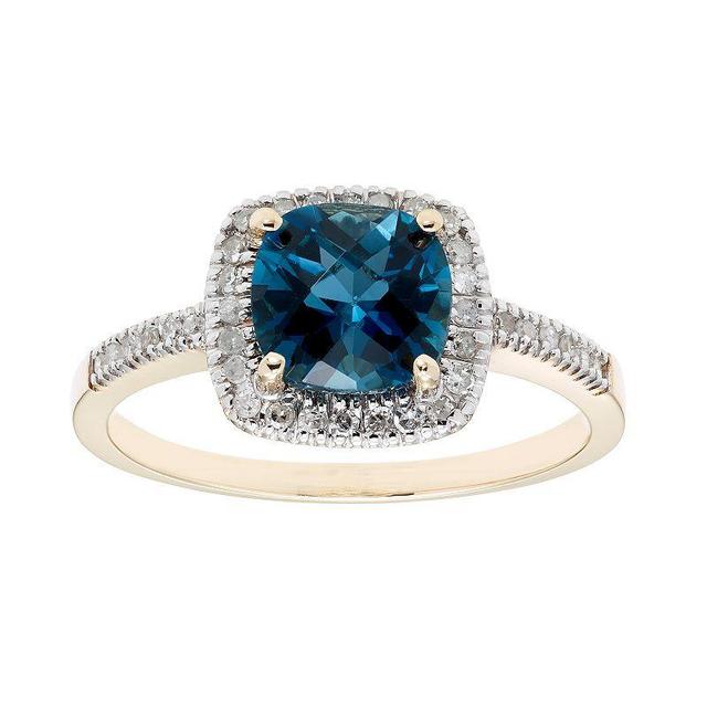 London Blue Topaz 10K Gold & 1/5 Carat T.W. Diamond Frame Ring, Womens White Product Image