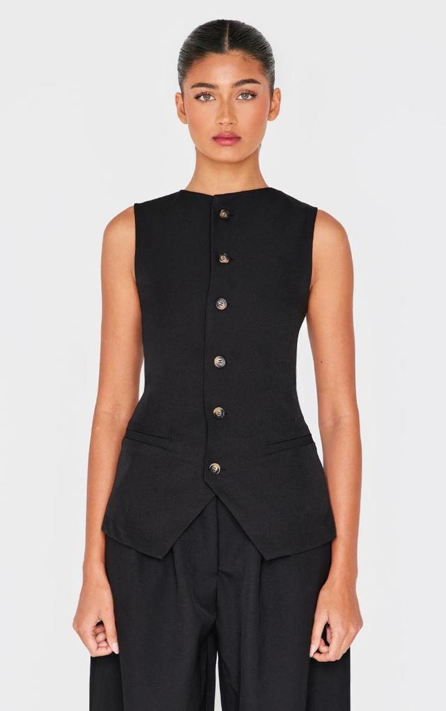 Black Woven Tailored Vest Product Image