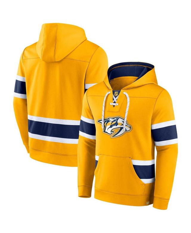 Mens Fanatics Gold and Navy Nashville Predators Powerplay Warrior Pullover Hoodie - Gold Product Image