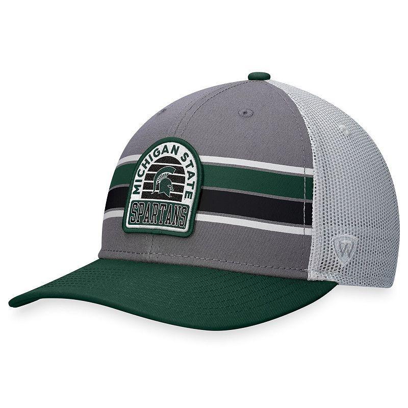 Mens Top of the World Gray/Green Michigan State Spartans Aurora Trucker Adjustable Hat Product Image