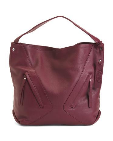 Leather Medium Hobo With Front Pockets And Wide Strap for Women Product Image