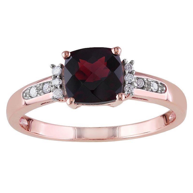 Stella Grace 10k Rose Gold Cushion Cut Garnet & Diamond Accent Ring, Womens Red Product Image