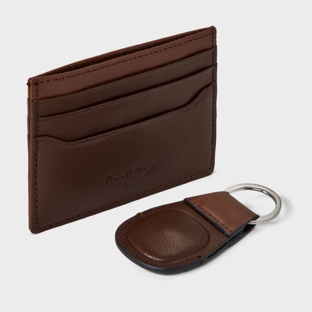 Mens RFID Card Case with Air Tag Hat and Wallet Set 2pc - Goodfellow & Co Dark One Size Fits Most Product Image