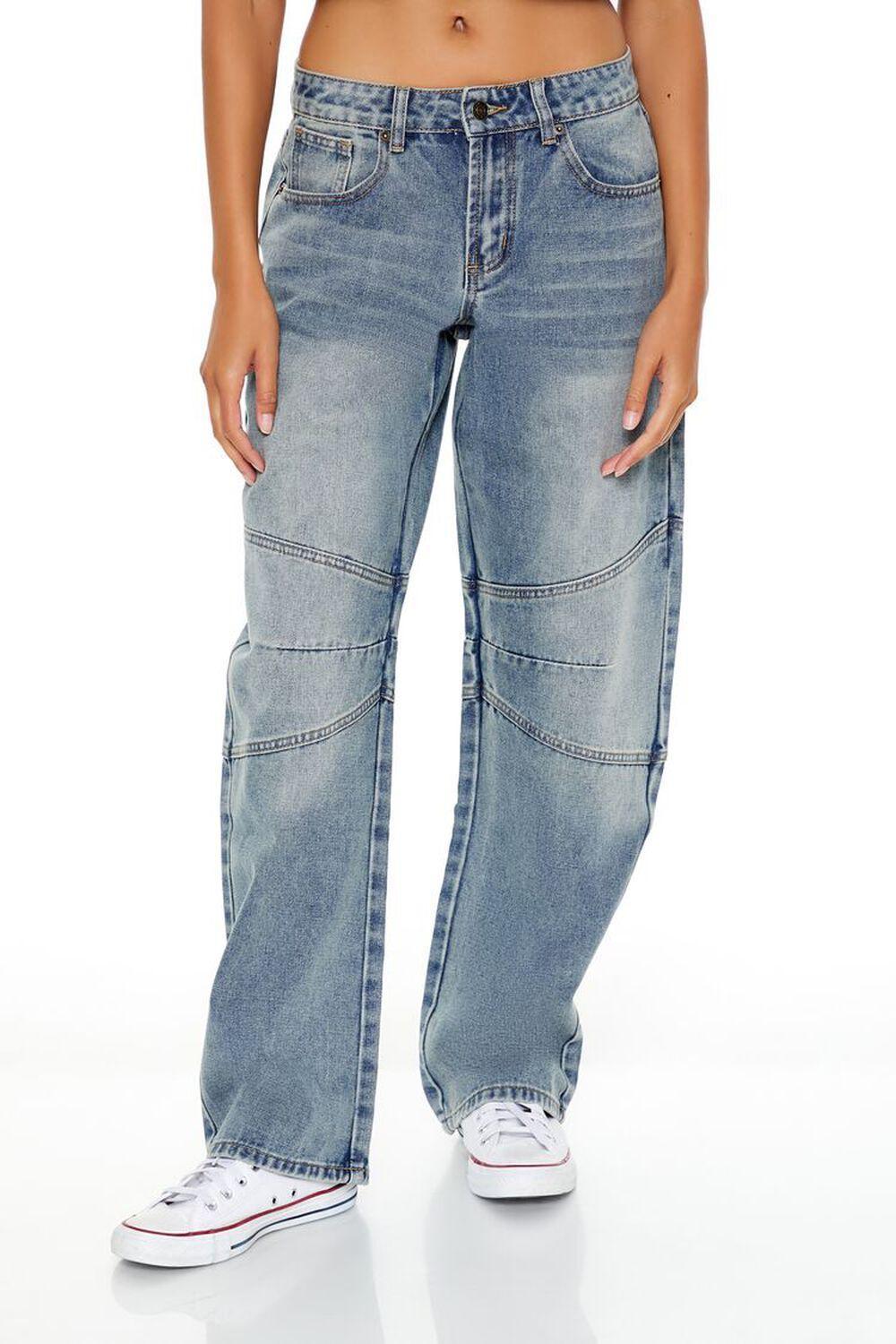 Mid-Rise Stone Wash Baggy Jeans | Forever 21 Product Image